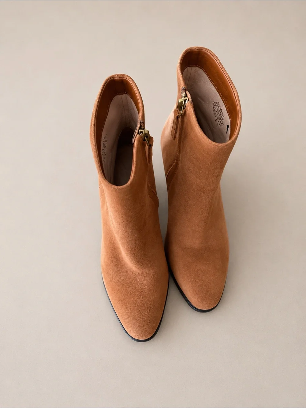 J.Crew Suede Ankle Booties Camel Brown Block Heel Size 8 Leather Lined
